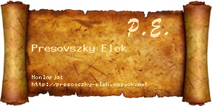 Presovszky Elek névjegykártya
